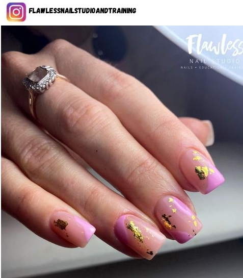 pink and gold nail design