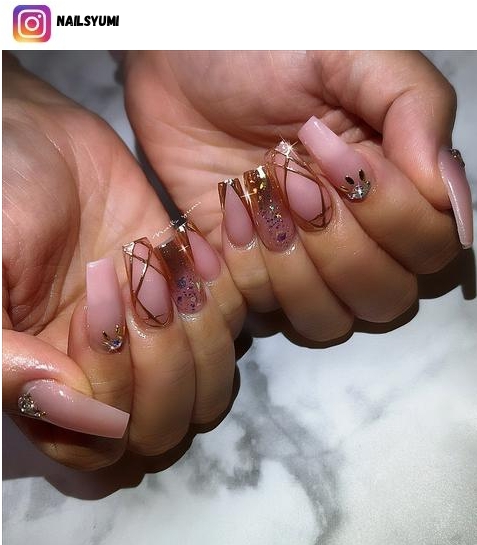 pink and gold nail art