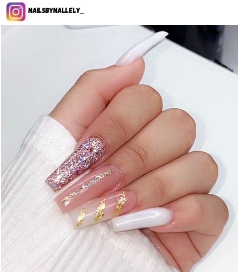 pink and gold nail polish design