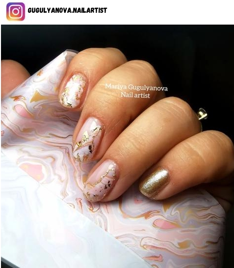 pink and gold nail art