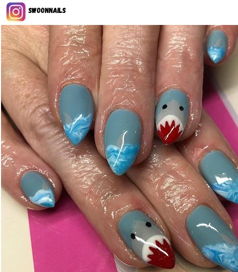 shark nail polish design