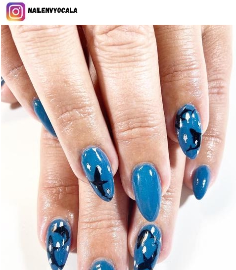 shark nail polish design