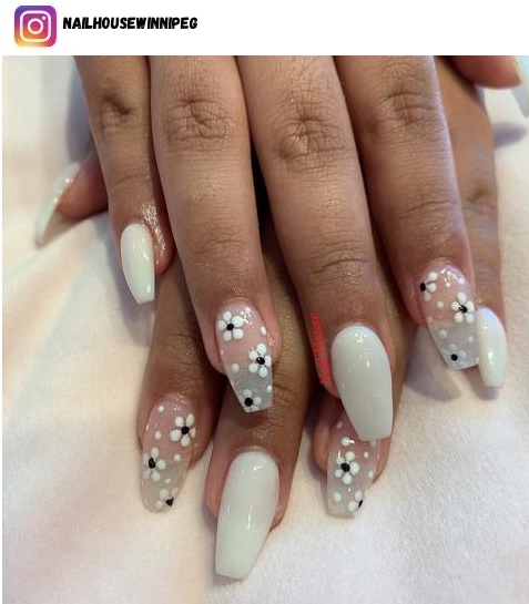 white flower nail designs