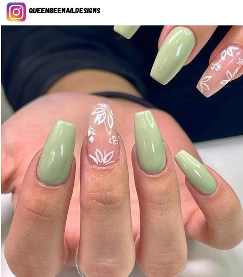 white flower nail designs