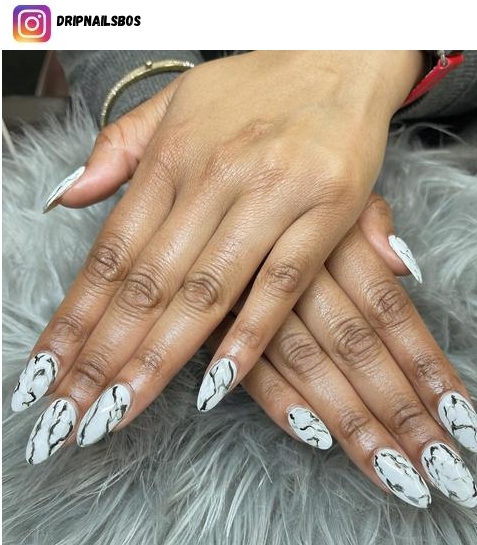 black and white marble nail designs
