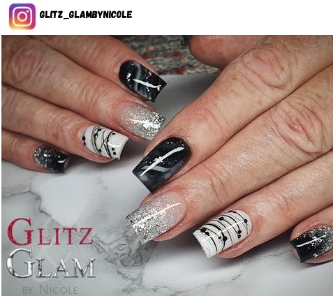 black and white marble nail designs