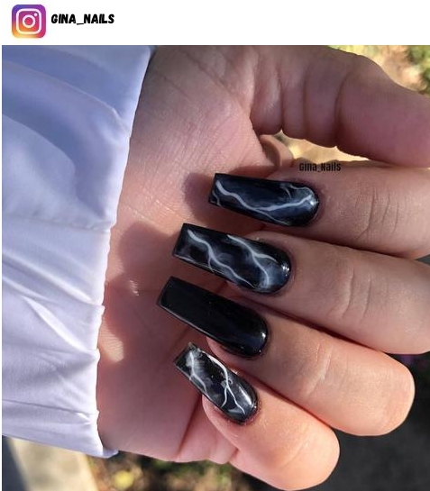black and white marble nail design ideas