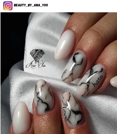 black and white marble nail design ideas