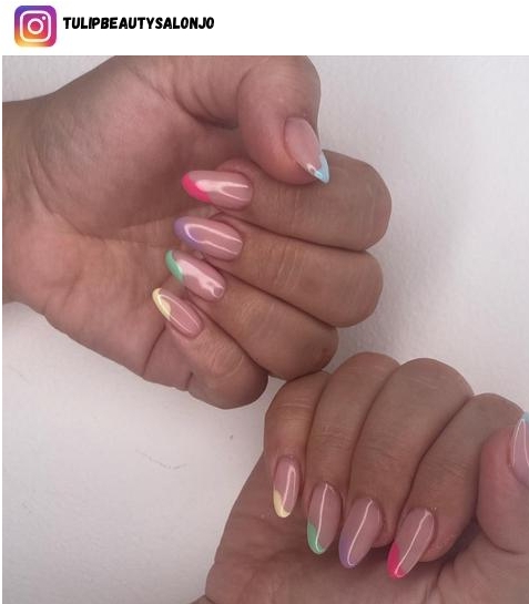 colorful french tip nail design