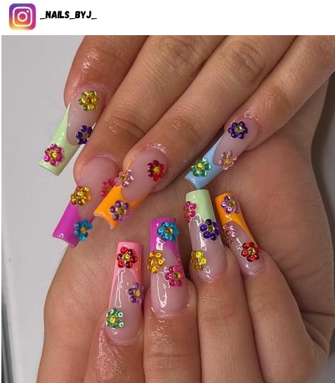 colorful french tip nail art