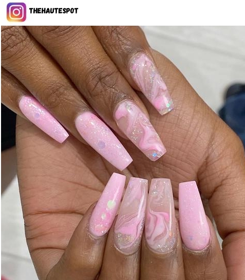  pink marble nail design
