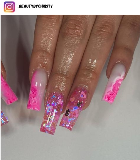  pink marble nail polish design