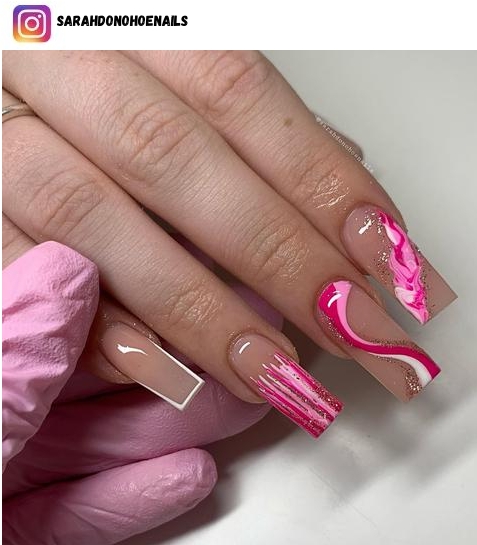  pink marble nail design