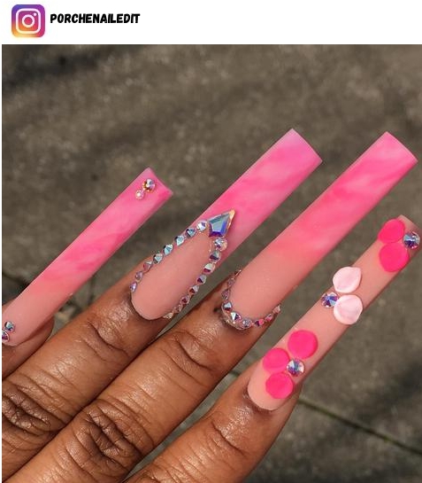  pink marble nail polish design