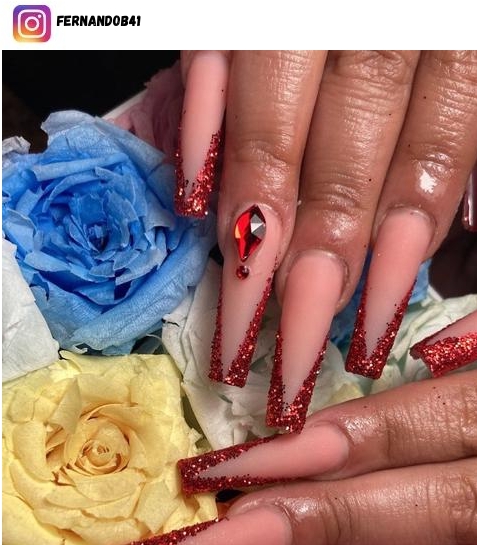 red bridal nail polish design