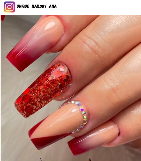 red bridal nail art