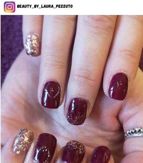 rose gold burgundy nail designs