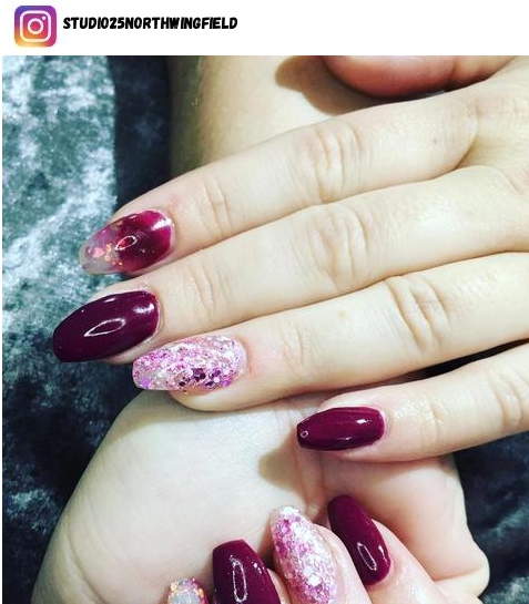 54 Rose Gold Burgundy Nail Designs - Nerd About Town