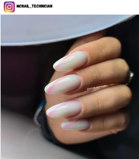 white almond nail art