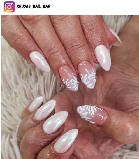 white almond nail design ideas