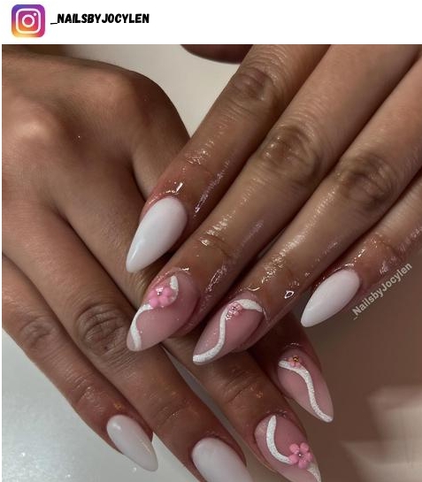 white almond nail designs