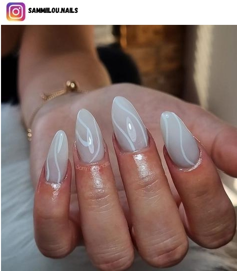 white almond nail polish design