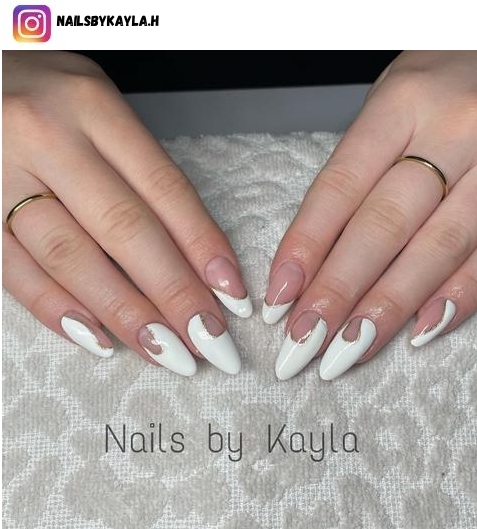 white almond nail art