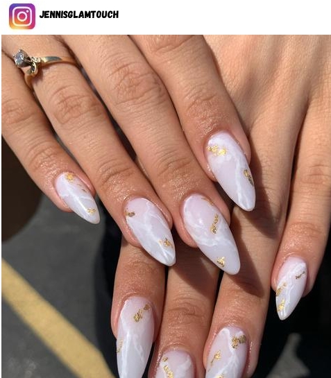 white almond nail polish design