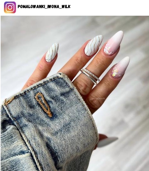 white almond nail design