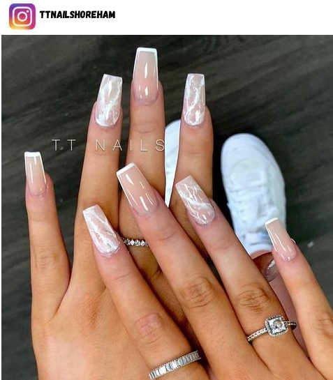 white marble nail art