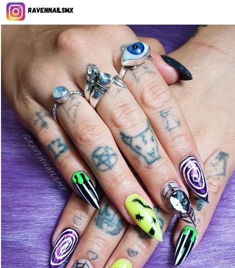 beetlejuice nail designs