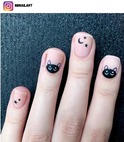 black cat nail design