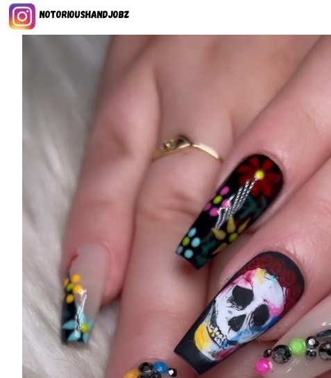 day of the dead nail design