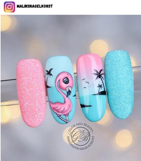 flamingo nail design