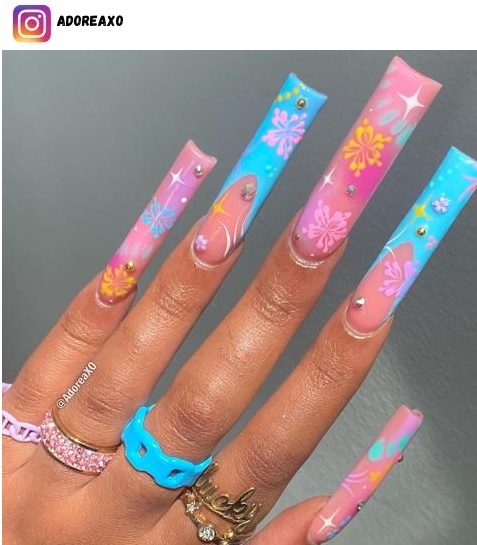 hibiscus nail art