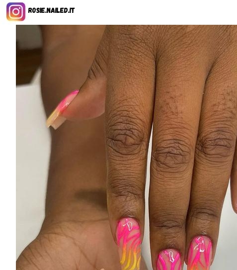pink and yellow ombre nail designs