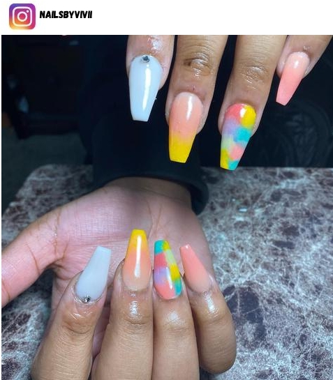 pink and yellow ombre nail designs