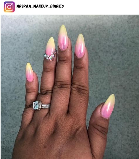 pink and yellow ombre nail ideas