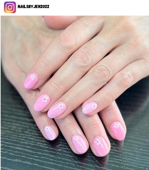 pink daisy nail designs