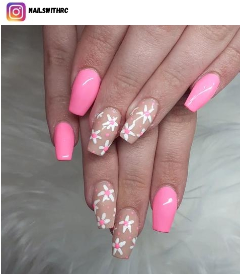 pink daisy nail ideas